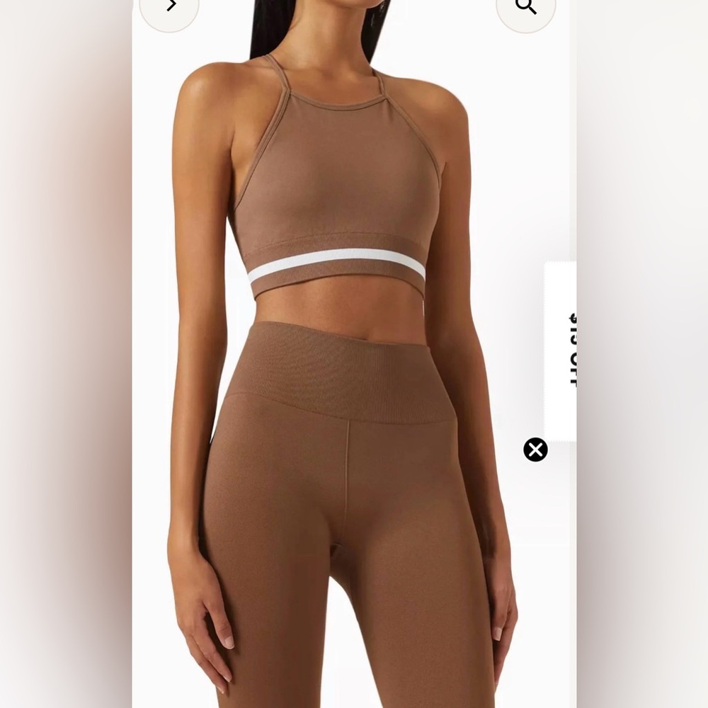 The Upside Brown Ribbed High-Waist Legging & Crop Bralette